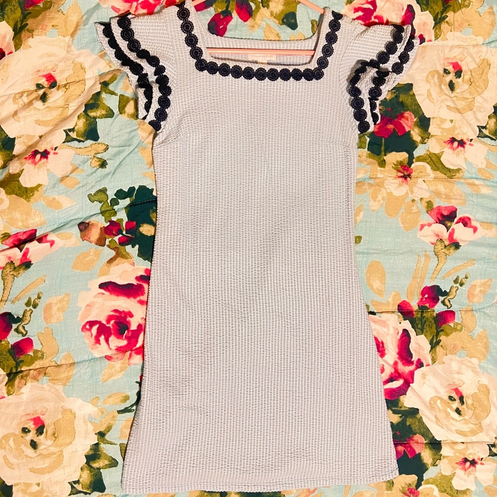Baby Blue Dress with Navy Trim